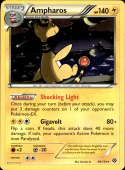 Ampharos 40/114 Holo Rare - Pokemon XY - Steam Siege MP - Image 1