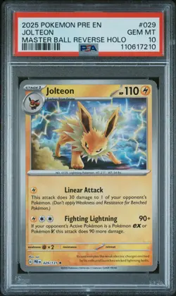 Jolteon Pokemon Pre En-Prismatic Evolutions Master Ball 029 PSA 10 - Image 1