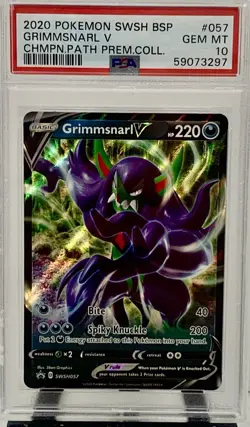 2020 Pokemon SWSH BSP #057 Grimmsnarl V PSA 10 CHAMPION PATH PREMIUM COLLECTION - Image 1
