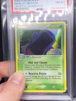 Pokemon Swalot 11/100 Reverse Holo Stamped 2006 Crystal Guardians PSA 8 NM-Mint - Image 3