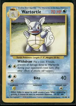 ✰ WARTORTLE 42/102 UNCOMMON BASE SET UNLIMITED POKEMON ✰ MP - Image 2