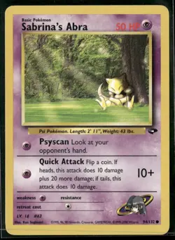 ✰ SABRINA'S ABRA 94/132 COMMON GYM CHALLENGE POKEMON ✰ MP - Image 2