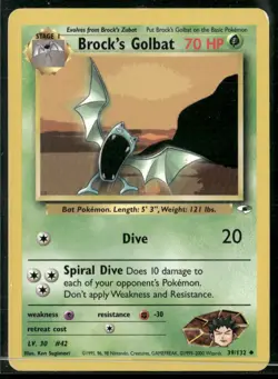 ✰ BROCK'S GOLBAT 39/132 UNCOMMON GYM HEROES POKEMON ✰ MP - Image 2