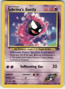 SABRINA'S GASTLY - 97/132 - C - GYM CHALLENGE - POKEMON - UNLIMITED - DAMAGED - Image 2