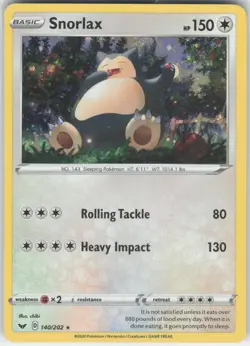 ✰ SNORLAX 140/202 COSMOS HOLO RARE SWORD & SHIELD POKEMON ✰ NM/M - Image 2
