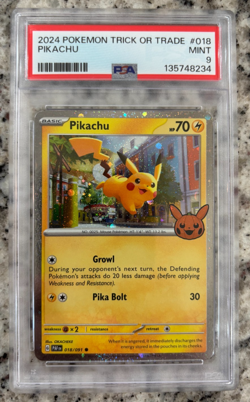 2024 POKEMON TRICK OR TRADE (Cosmos Holo) #018 PIKACHU PSA 9 Swirl / Spiral (B) - Image 1