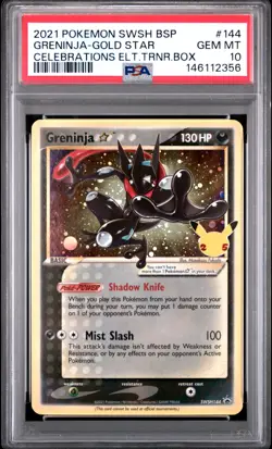 2021 POKEMON SWSH BLACK STAR PROMO #144 GRENINJA-GOLD STAR PSA 10 - Image 1