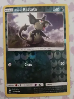 Alolan Rattata 76/149 Rev Reverse Holo Sun & Moon Base SM Pokemon NM - Image 1