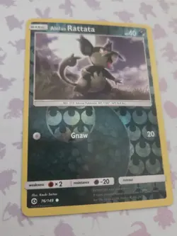 Alolan Rattata 76/149 Rev Reverse Holo Sun & Moon Base SM Pokemon NM - Image 2