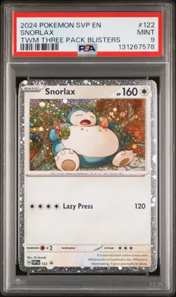 2024 PSA 9 Pokemon SVP EN Snorlax BSP 122 Promo Card Twilight Masquerade Blister - Image 1