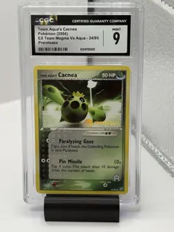 2004 Pokemon Team Aqua's Cacnea Prerelease Promo Team Magma Vs Aqua 24 CGC 9 MT - Image 1
