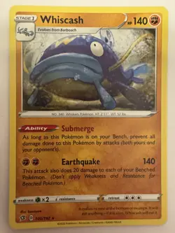 Whiscash 100/192 NM - B2G1F - RARE Non Holo Rebel Clash Pokemon Card NM/LP - Image 1