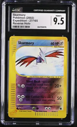 CGC 9.5 MINT+ Skarmory 2002 Expedition 27/165 Reverse Holo Pokemon Card - Image 1