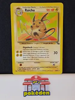 Raichu 29/62 Fossil WOTC Pokemon Rare Non Holo Card LP/NM - Image 1