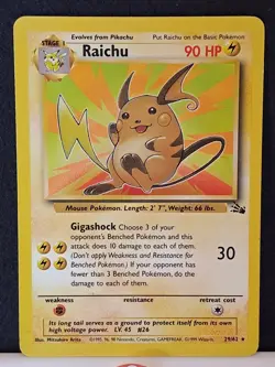 Raichu 29/62 Fossil WOTC Pokemon Rare Non Holo Card LP/NM - Image 2