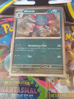 Pokemon TCG Mega Evolution Phantasmal Flames 3 Pack Blister Sneasel And Weavile - Image 3