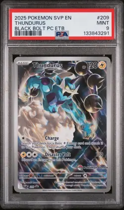 2025 POKEMON SVP BLACK BOLT POKEMON CENTER ETB PROMO #209 THUNDURUS PSA 9 - Image 1