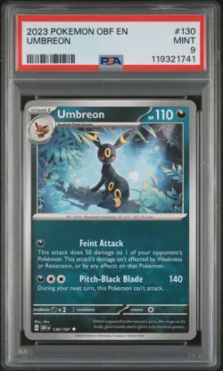 2023 POKEMON OBF EN #130 UMBREON PSA 9 OBSIDIAN FLAMES BASE - Image 1