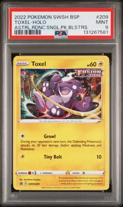 Pokemon TCG Astral Radiance Blister #209 Toxel Cosmos Holo Promo PSA 9 MINT - Image 1