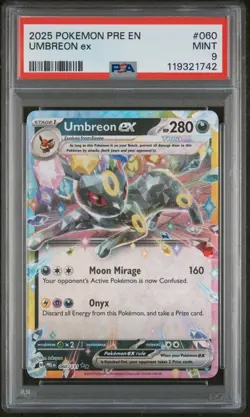 2025 POKEMON PRE EN-PRISMATIC EVOLUTIONS #060 UMBREON EX PSA 9 - Image 1