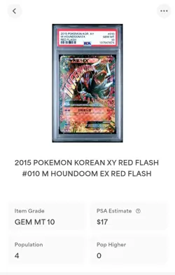 M Houndoom EX #010 - 2015 Pokemon Korean NOT Japanese XY Red Flash 1st Ed PSA 10 - Image 3