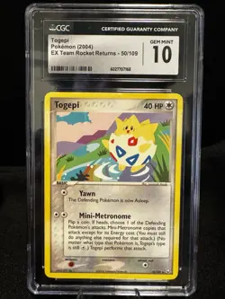 Pokemon Togepi CGC 10 Gem Mint - EX Team Rocket Returns 50/109 - Image 1
