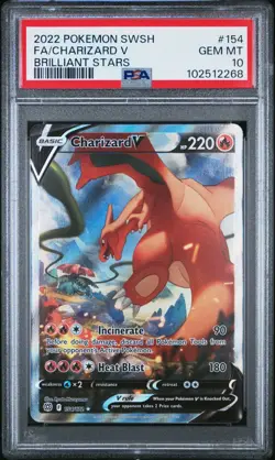 Pokemon Charizard V Full Art Holo SWSH09 Brilliant Stars #154 Ultra Rare PSA 10 - Image 1