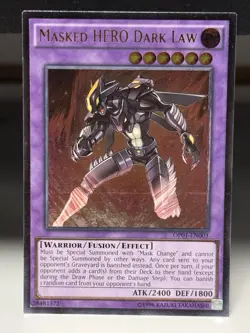Yugioh! LP Masked HERO Dark Law - OP01-EN003 - Ultimate Rare - Unlimited Edition - Image 1