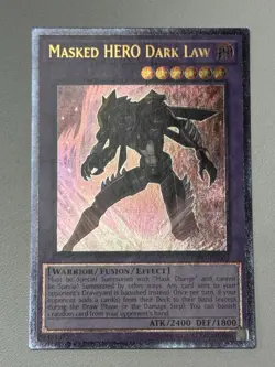 Yugioh! LP Masked HERO Dark Law - OP01-EN003 - Ultimate Rare - Unlimited Edition - Image 2
