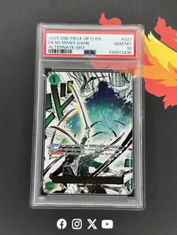 2025 ONE PIECE OP 12 EN DEAD MAN'S GAME ALTERNATE ART PSA 10 GEM MINT - Image 1