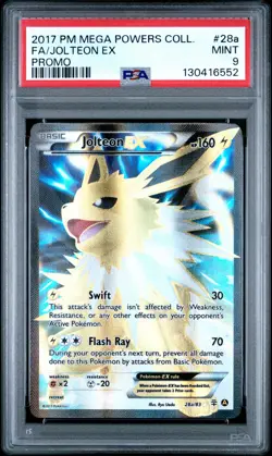 2017 POKEMON MEGA POWERS COLL PROMO #28A FULL ART/JOLTEON EX PSA 9 - Image 1