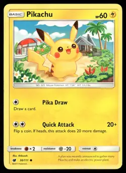 Pikachu 30/111 Common Crimson Invasion Pokemon Near Mint - Image 1