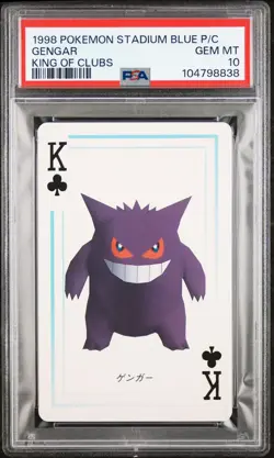 1998 POKEMON STADIUM BLUE VERSION PLAYING CARDS KING OF CLUBS GENGAR PSA 10 - Image 1