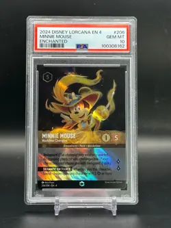 PSA 10 GEM MINT Minnie Mouse Musketeer Champion Enchanted Lorcana Card 206/204 - Image 1