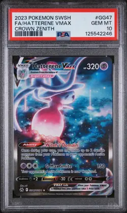 PSA 10 Hatterene VMAX GG47/GG70 Crown Zenith Holo Pokemon Card - Gem Mint - Image 1