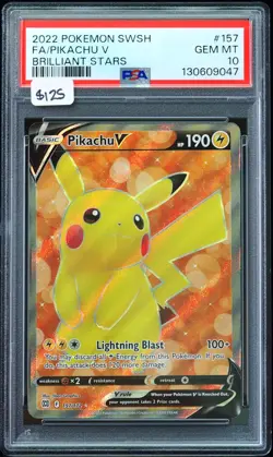 2022 Pikachu V #157 Brilliant Stars PSA 10 Pokemon Card - Image 1