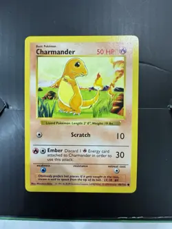 Pokemon TCG Charmander Base Set Shadowless Card 46/102 LP to NM Condition - Image 1