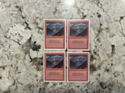 Mtg Lightning Bolt x4 - Magic the Gathering Revised Lightning Bolt Played - Image 1