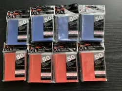 Lot of 8 Four Blue Four Red 50 Deck Protector Sleeves Ultra Pro Standard Size - Image 1