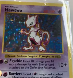 1999 Pokemon TCG Base Set Unlimited Rare Mewtwo Holo Shadowless 10/102 Near Mint - Image 3