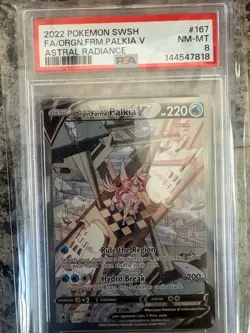 2022 POKEMON SWORD & SHIELD ASTRAL RADIANCE FULL ART/ORIGIN FORME PALKIA V PSA 8 - Image 1