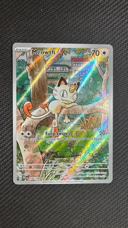 Pokemon Meowth 106/094 Mega Evolution Phantasmal Flames Illustration Rare IR - Image 1