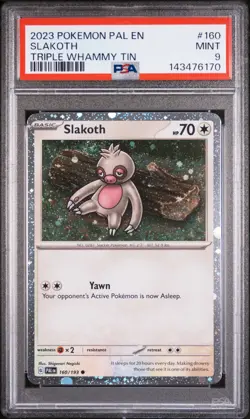 Slakoth Triple Whammy Tin Pokemon Pal En-Paldea Evolved #160 PSA 9 - Image 1