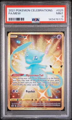 Mew Pokemon Celebrations 025 Gold Secret Rare PSA 9 - Image 1