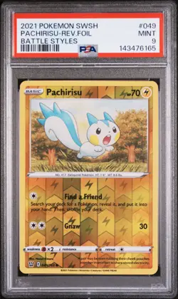 Pachirisu Rev Foil Pokemon Sword & Shield Battle Styles #049 PSA 9 - Image 1