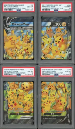 PSA 10 English 2021 Pokemon Celebrations SWSH Pikachu V-Union Set of 4 - Image 1