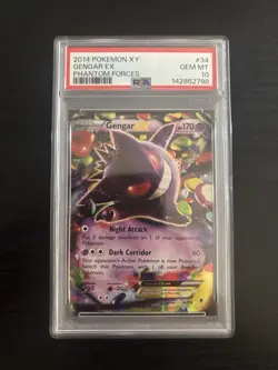 2014 Pokemon XY Gengar EX Phantom Forces #34/119 PSA 10 - Image 1