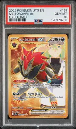 PSA 10 GEM MINT N's Zoroark ex Journey Together Hyper Rare 2025 Pokemon 189/159 - Image 1