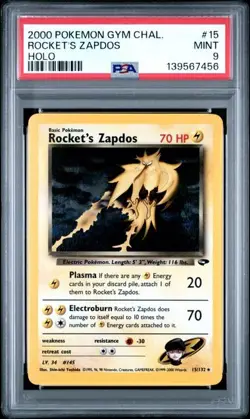 PSA 9 MINT Rocket's Zapdos Gym Challenge Holo 2000 Pokemon WOTC 15/132 - Image 1
