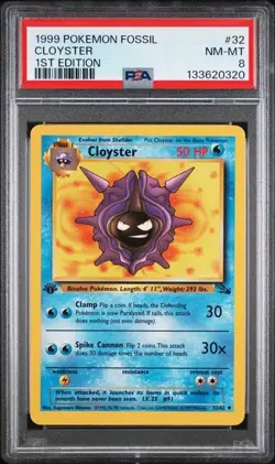 PSA 8 NM-MT Cloyster Fossil 1st Edition 1999 Pokemon WOTC 32/62 - Image 1
